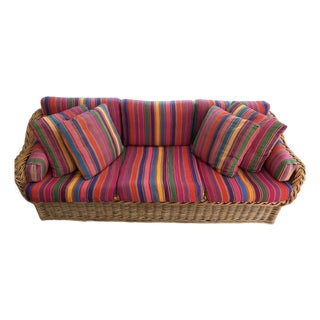 1970s California Wicker Works Sofa For Sale