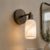 Brass Wall Sconce With Ribbed Natural Alabaster Shade, Modern Bathroom Vanity Lamp, Handcrafted Luxury Wall Lighting For Sale - Image 6 of 10