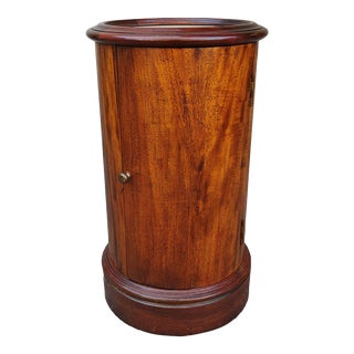 Late 20th Century Mid-Century Modern Style Cylindrical Drum-Shaped Side Table With Faux Marble Top For Sale