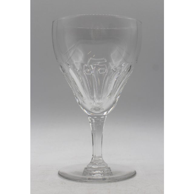 Set of six Val. St. Lambert Riviera pattern goblets, 1961-1982, Belgium. Generously proportioned. Hand blown & cut with...