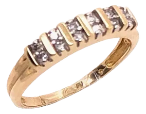14 Karat Yellow Gold Diamond Band Ring Wedding Anniversary, Size 6