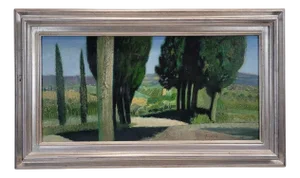 René Genis, The Alley of the Cypresses, 1970s, Oil on Canvas