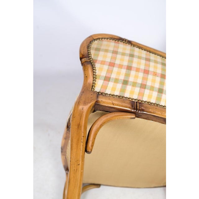 Set of Armchairs in Checkered Fabric & Wood, 1920s For Sale - Image 9 of 11