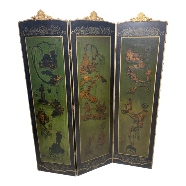 Antique Chinese Three-Panel Folding Screen/Room Divider For Sale