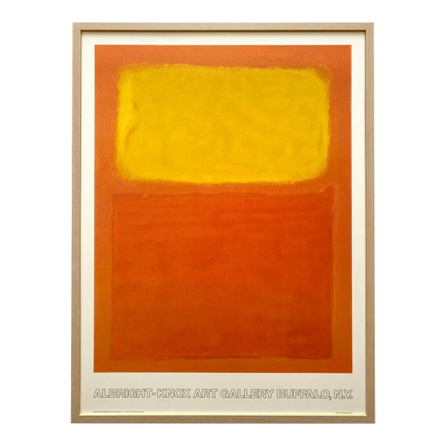 Mark Rothko Vintage 1975 Pace Editions Modernist Lithograph Print Framed Large Abstract Expressionist Museum Poster " Orange and Yellow " 1956 For Sale