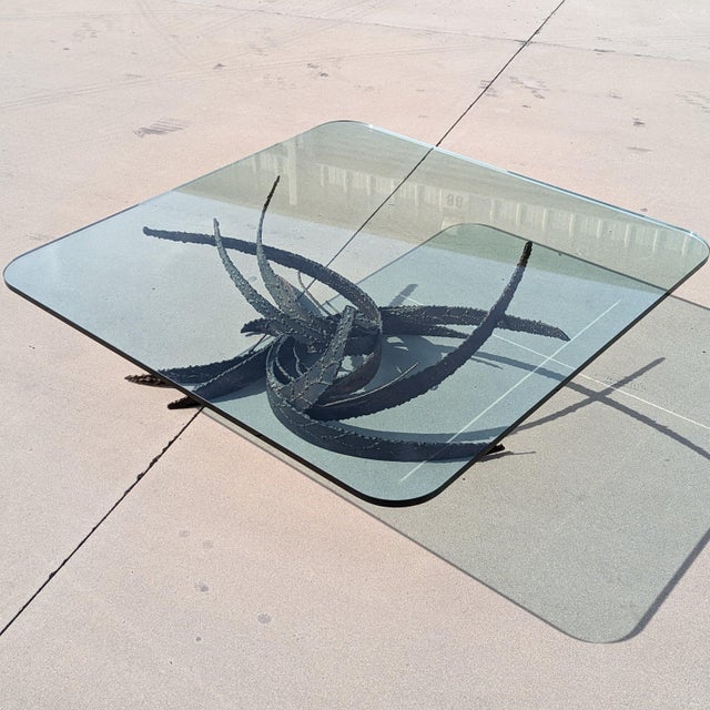 1972 Silas Seandel Brutalist Torch-Cut Iron and Glass Coffee Table For Sale - Image 15 of 18