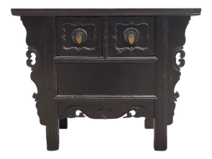 Early 20th Century Dark Brown Antique Coffer Table with Two Drawers
