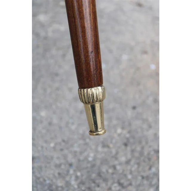 Brown Blue Velvet Oval Stool, Italy, 1950s For Sale - Image 8 of 10