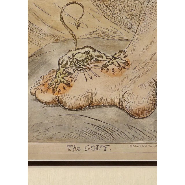 "The Gout" Hand-Colored Engraving, England, 1835 For Sale - Image 4 of 4