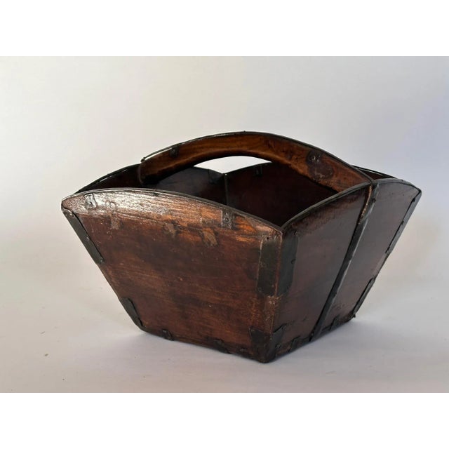 Chinese Antique Chinese Elm Wood Rice Bucket For Sale - Image 3 of 7