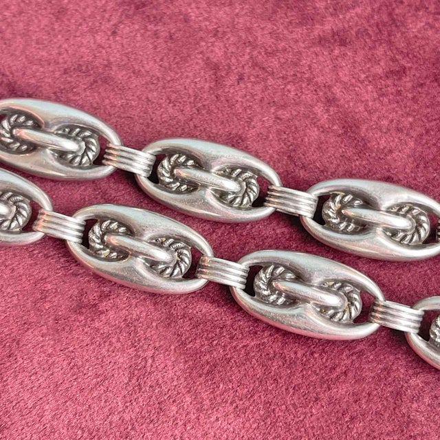 Late 19th Century Antique Victorian Silver Link Collar Necklace For Sale - Image 4 of 9