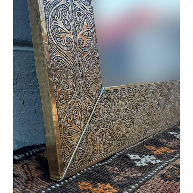 Golden Large Metal Inlaid Rectangular Mirror For Sale - Image 4 of 7