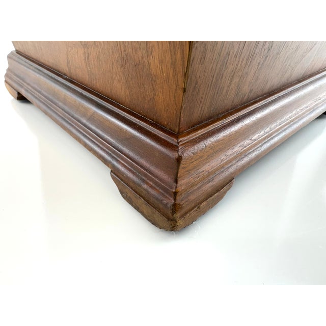 Mid 20th Century Walnut Wastebasket With Sculpted Handles and Stepped Base For Sale In Little Rock - Image 6 of 11