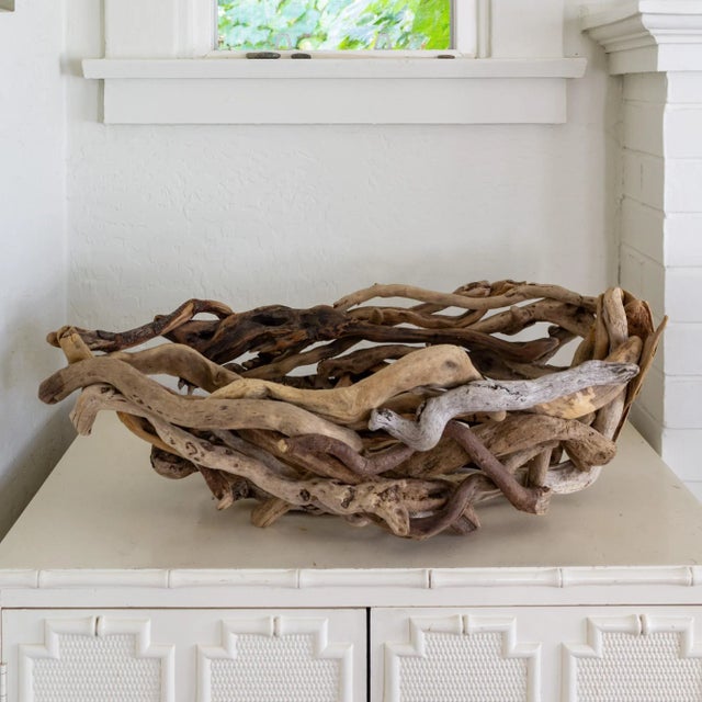 Folk Art Oversized Driftwood Boat Sculpture or Basket For Sale - Image 11 of 13