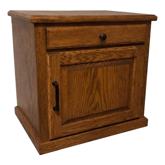 Handcrafted Oak Raised Panel Nightstand For Sale