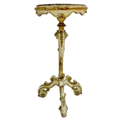 Baroque Pair Antique Italian Carved & Marble Pedestals For Sale - Image 3 of 13