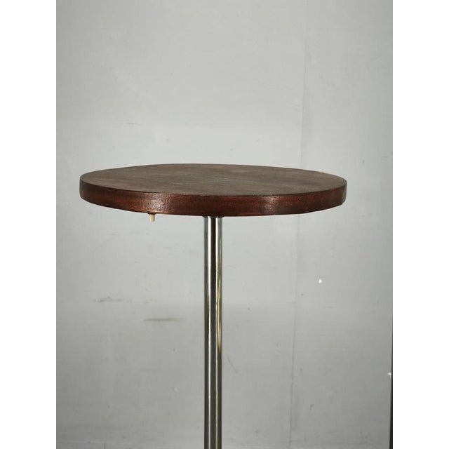 Metal Vintage Art Deco Chrome Floor Lamp with Opaline Globe and Side Table, 1940s For Sale - Image 7 of 11