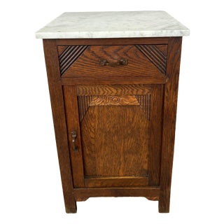 French Bedside Table with Marble Top For Sale