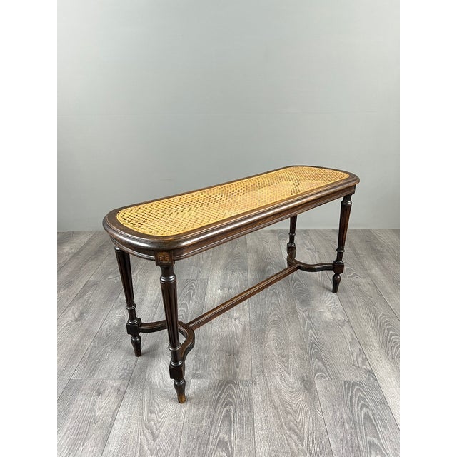 Antique Louis XVI Wooden Bench with Caned Seat For Sale - Image 6 of 9