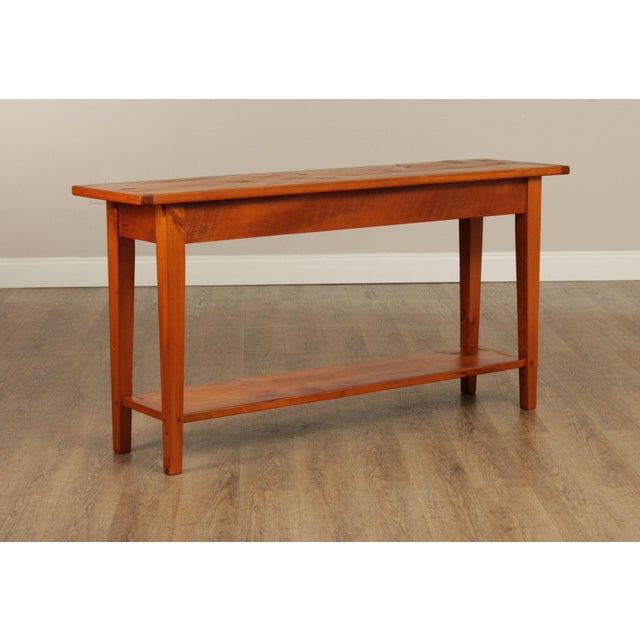 High Quality Vintage Pine Two-Tier Console or Sofa Table on Square Tapered Legs