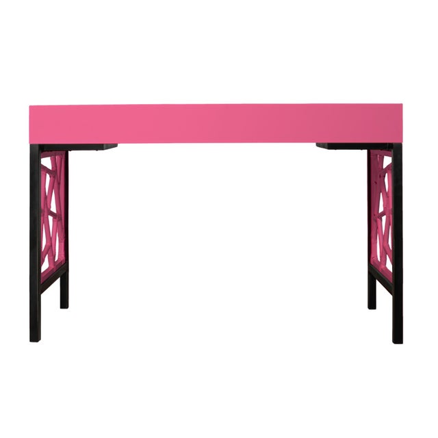 Wood Tiffany Writing Desk - Pink For Sale - Image 7 of 9