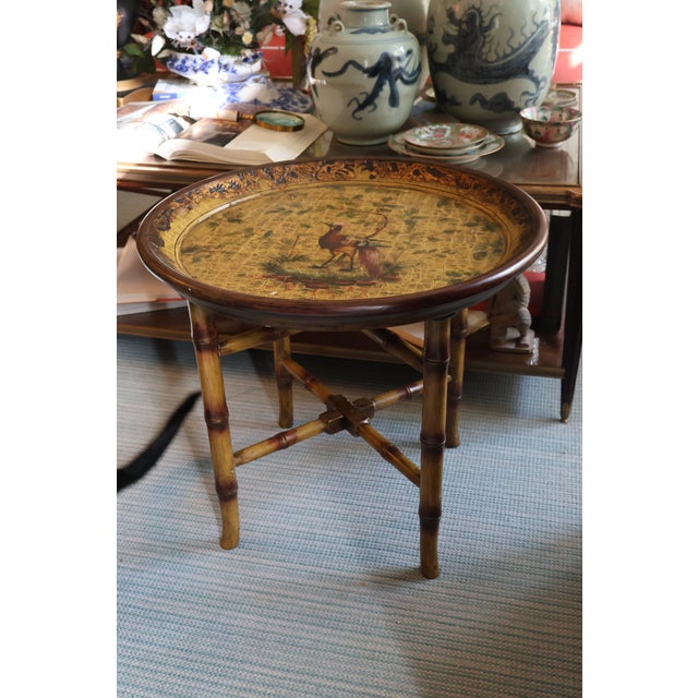 Vintage John-Richard Chinoiserie Golden Pheasant Faux-Bamboo Tray Table For Sale - Image 10 of 18