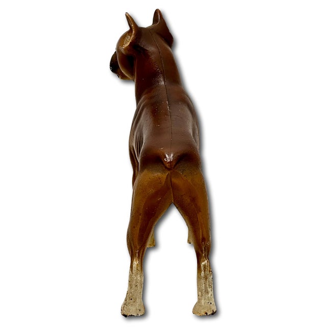 Very Rare & Hard 2 Find Vintage 1930s Hubley Mfg. Co. Cast Iron Standing Boxer Dog Doorstop in Excellent Condition For Sale - Image 15 of 18