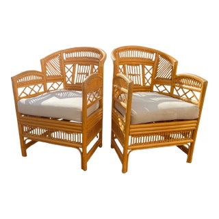 Pair of 1960s Bamboo Brighton Pavilion Palm Beach Classic Chairs For Sale