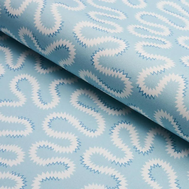 Schumacher Sample - Schumacher Zoelie Fabric in Aqua For Sale - Image 4 of 5