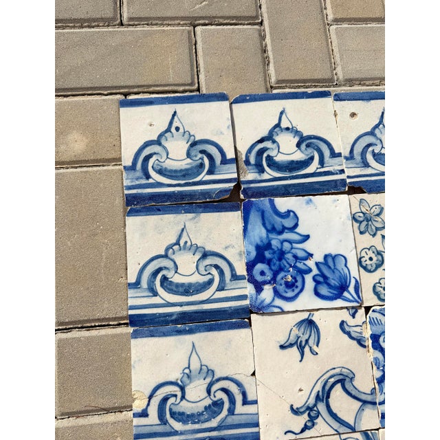 Baroque 18th Century Portuguese Baroque Blue & White Flower Vase Tile Panel For Sale - Image 3 of 16