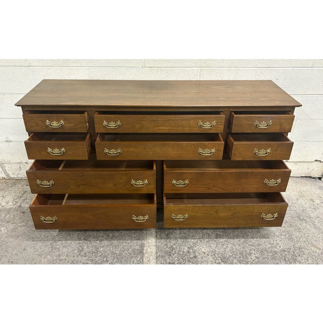 Vintage Stickley Cherry 10 Drawer Chippendale Style Dresser For Sale In Kansas City - Image 6 of 12