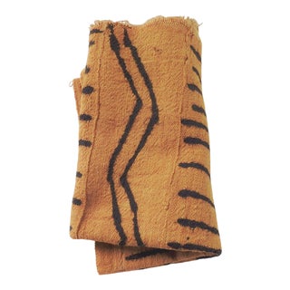 Vintage Ochre & Black Mud Cloth Fabric For Sale