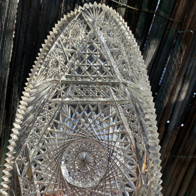 Glass Antique American Brilliant Cut Crystal Platter For Sale - Image 7 of 12