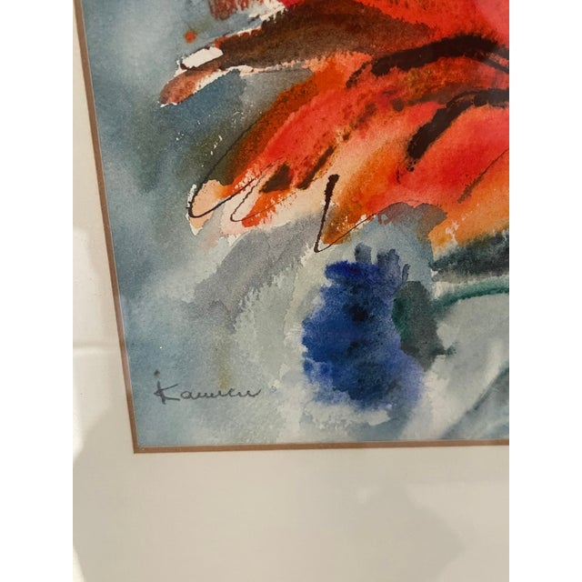 Abstract 1960s Mixed Media Original Art Floral Lilies Painting For Sale - Image 3 of 4