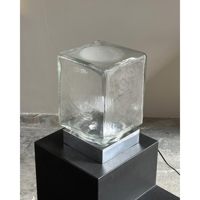 Mid-Century Modern Vintage Table Lamp with Glass Diffuser, 1970s For Sale - Image 3 of 5