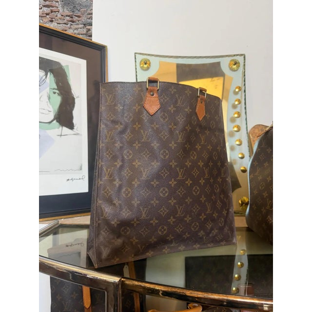 Louis Vuitton 2000s Louis Vuitton Monogram Brown Coated Canvas and Vachetta Leather Sac Plat For Sale - Image 4 of 14