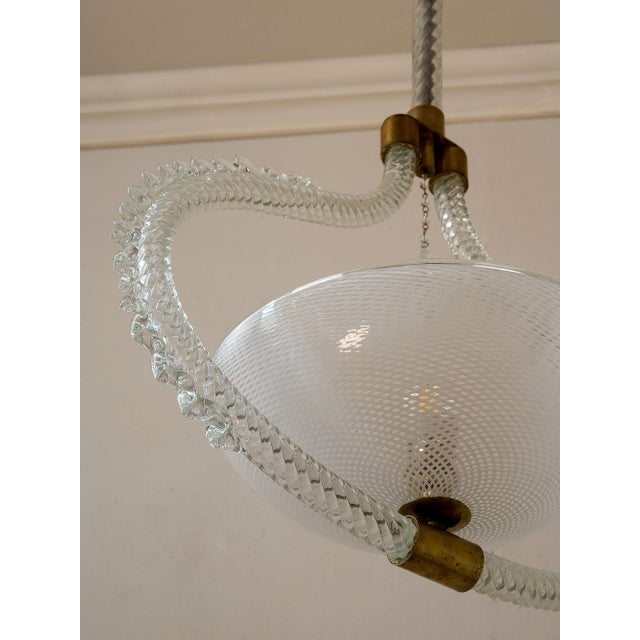 Vintage Italian Murano Glass Chandelier in Reticello Glass from Barovier & Toso, 1940s For Sale - Image 11 of 12