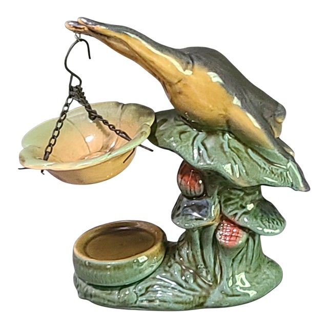 Majolica Ceramic Frog Incense Scented Oil Burner For Sale
