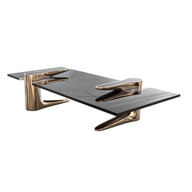 Not Yet Made - Made To Order "Falce" Coffee Table With Bronze and Stainless Steel, Hand Crafted For Sale - Image 5 of 6