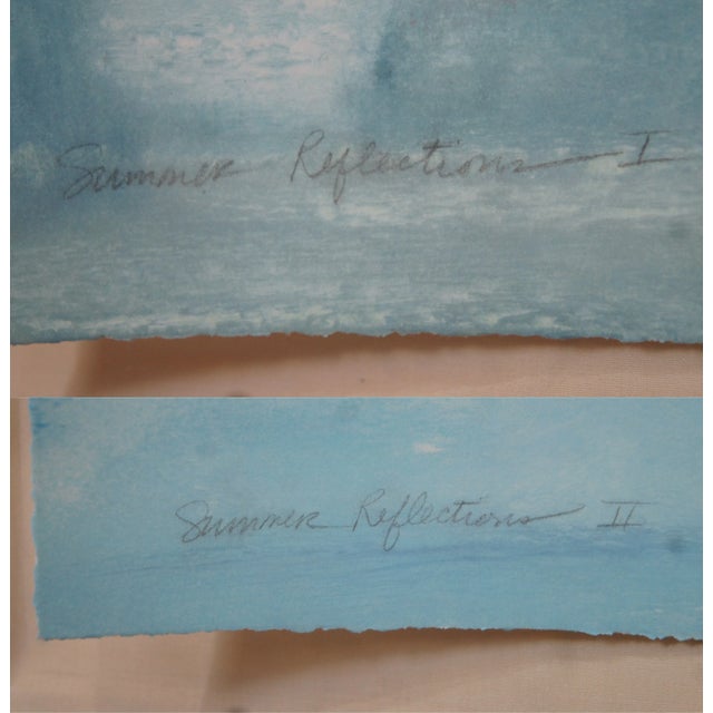 Set of 2 Vintage Watercolor Landscape Watercolor Paintings "Summer Reflections" in Acrylic Shadow Boxes For Sale - Image 6 of 13