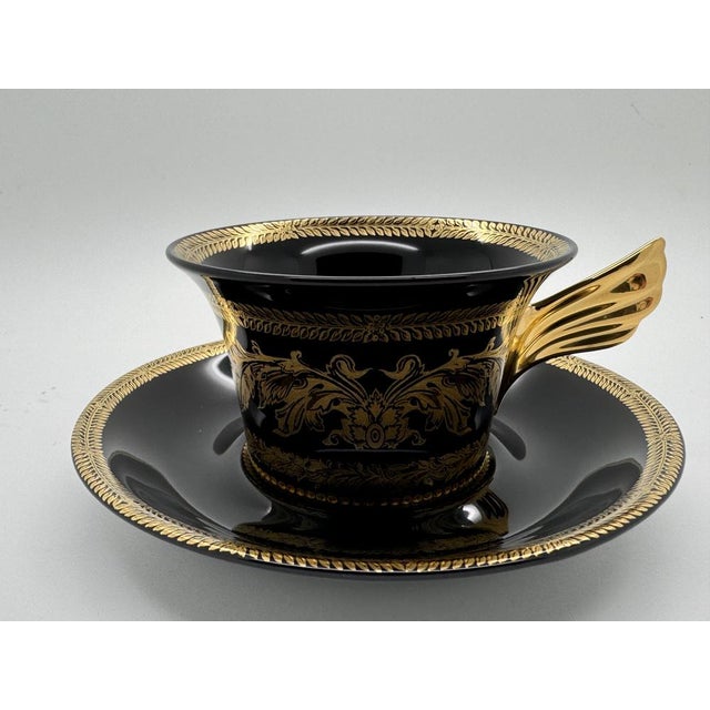 Ceramic Gold Baroque Tea Cup and Saucer by Versace for Rosenthal, 2017, Set of 2 For Sale - Image 7 of 7