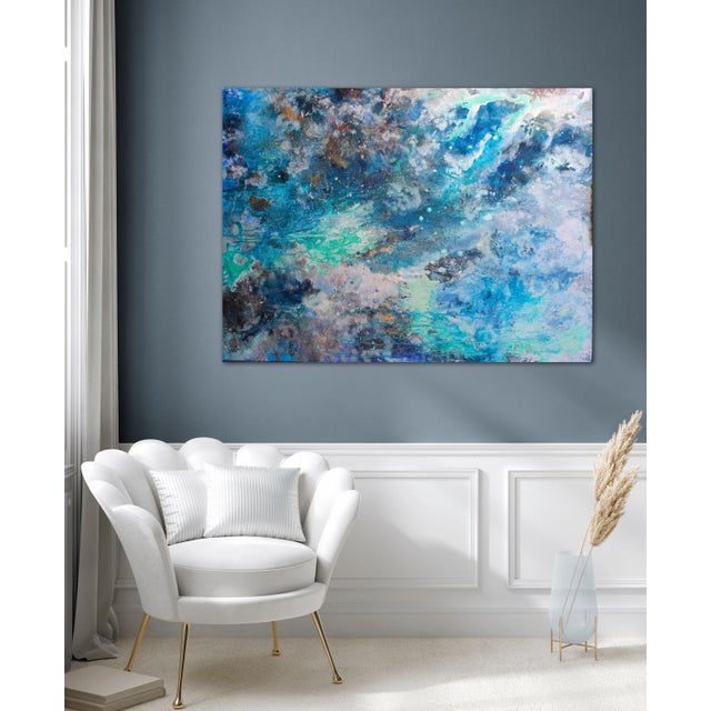 Blue "Siren's Call " Contemporary Abstract Painting by Lisa Finlayson For Sale - Image 8 of 10