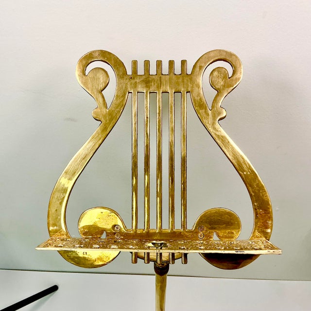 1950s Hollywood Regency French Empire Style Brass Lyre Sheet Music or Book Stand For Sale - Image 13 of 15