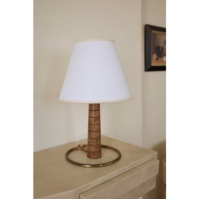 1950s Wood and Brass Swedish Mid-Century Table Lamp For Sale - Image 4 of 10
