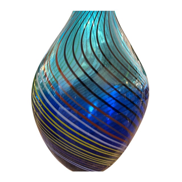 Glass Pair of Fratelli Toso Murano Swirl Glass Long-Neck Vases, Mid-20th Century. For Sale - Image 7 of 7