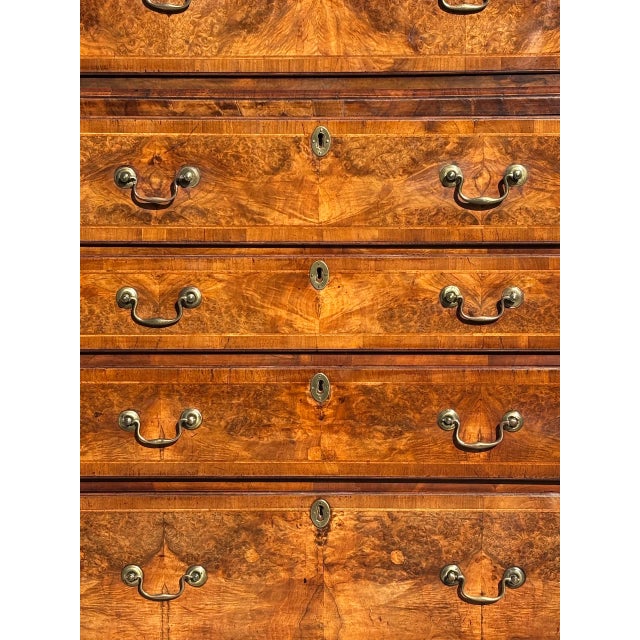 Mid 18th Century Antique George II Burr Walnut Chest on Chest, 1760 For Sale - Image 5 of 13
