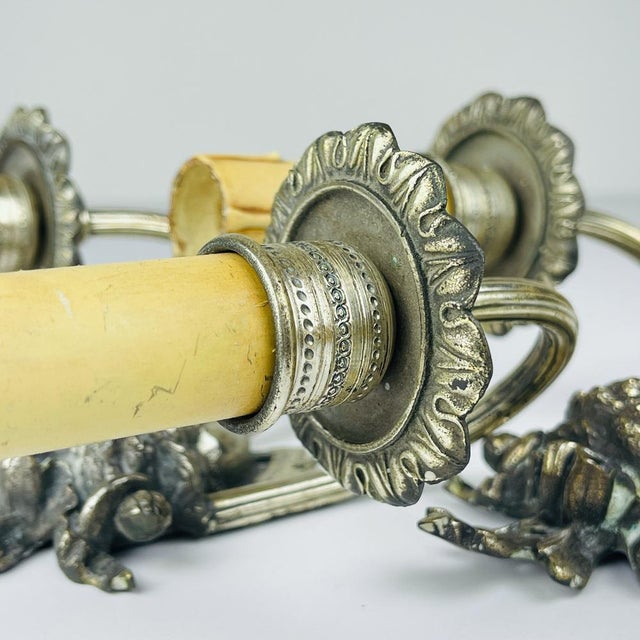 Silver Silver Plated Wall Lamp, France, 1930s, Set of 2 For Sale - Image 8 of 18