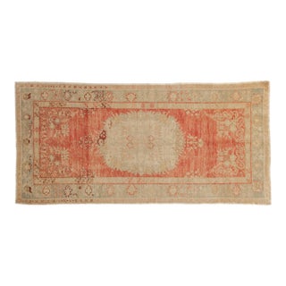 Vintage Distressed Oushak Rug Runner - 3'2" x 6'7" For Sale