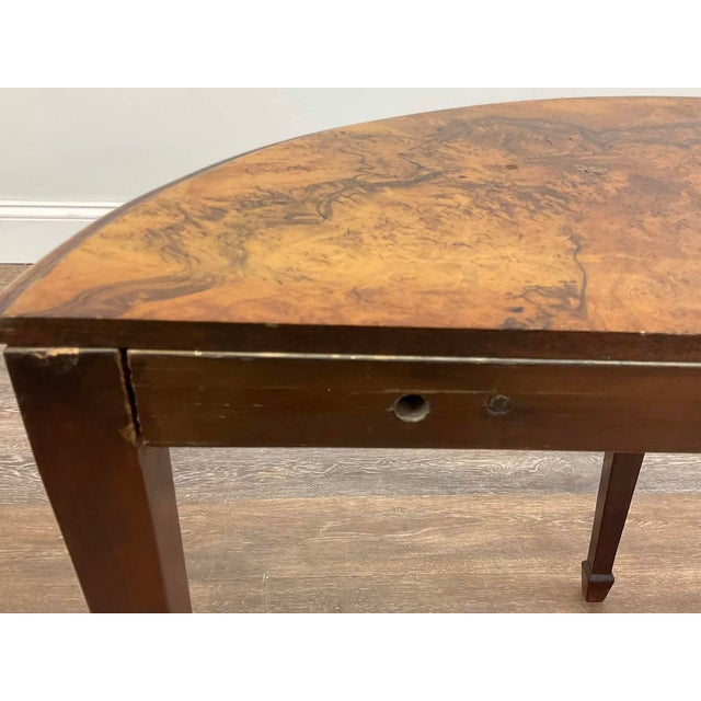 Antique George III Style Walnut Burl Demi-Lune Games Table For Sale In New York - Image 6 of 11