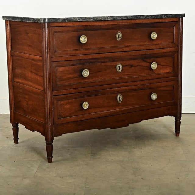 French 19th Century Louis XVI Style Marble-Top Commode For Sale - Image 4 of 11